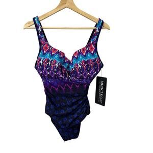 Miraclesuit Escape One Piece Swimsuit Bella Alba Tummy Control 16 NWT